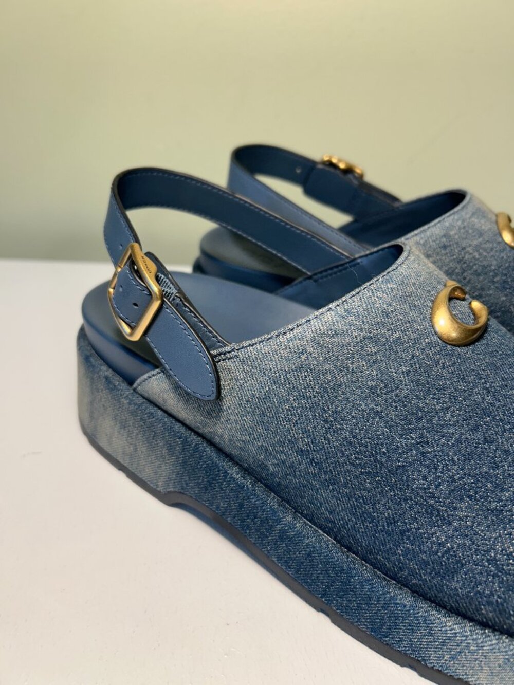 Coach Women's Sculpted C Platform Clog In Loved Denim - Picture 8 of 15